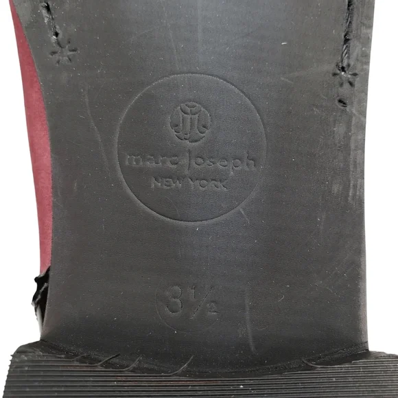 Marc JosephNIB Williamsburg Bootie Wine Nubuck Leather Pull On Boots Girl 3.5